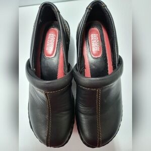 Canyon River Blues Leather Clogs Comfort Slip On Shoes Black Women's